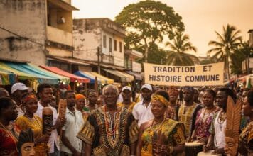 Traditionnalistes africains liés par une histoire culturelle commune dans la capitale gabonaise